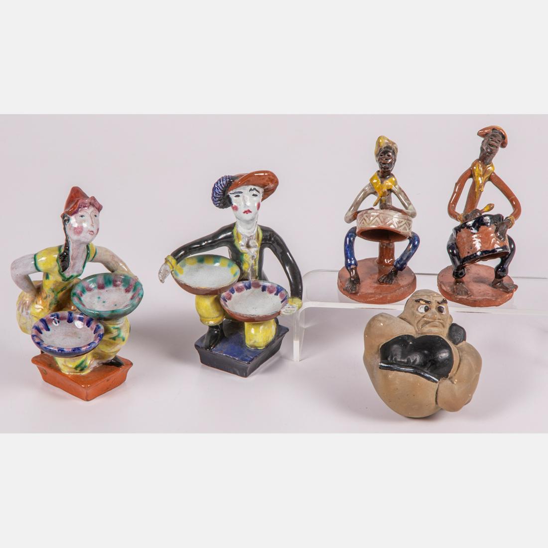 A Pair of Wiener Werkstatte Pottery Figures, (1 of 7)