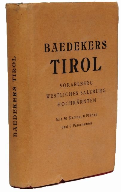 BAEDEKER, Karl, publishers. Tirol.: BAEDEKER, Karl, publishers. Tirol. Leipzig: Karl Baedeker, 1938.8vo. Numerous maps and plans (some folding) (one folding map with small tear along gutter). Original flexible red cloth, gilt-lettered o