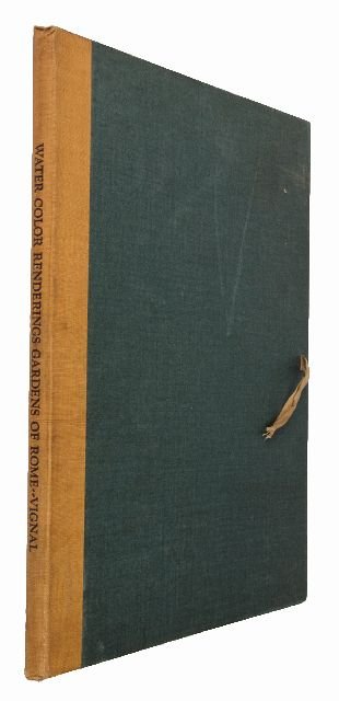 POWELL, William Robert (1880-1961). Water Color Ren: POWELL, William Robert (1880-1961). Water Color Renderings. Gardens of Rome. Cleveland: J.H. Jansen, 1926.Small folio. Two text leaves,15 color plates by Pierre Vignal. Loose as issued in cloth portfo