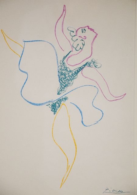 After Pablo Picasso (Spanish, 1881-1973) La Dance: After Pablo Picasso (Spanish, 1881-1973) La Dance Sue, Lithograph, Signed in Print. H: 12 W: 8.50 D: