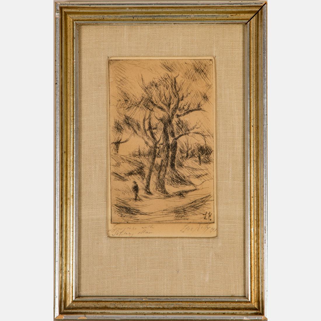 Leon Kelly (1901-1982) Landscape with Solitary Man, (1 of 5)