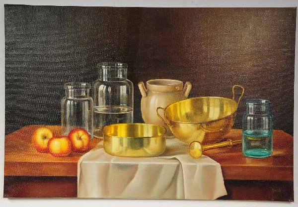 Andras Gombar (French, b. 1946), Still Life, Oil o: Andras Gombar (French, b. 1946), Still Life, Oil on Canvas, Height: 24" Width: 36"