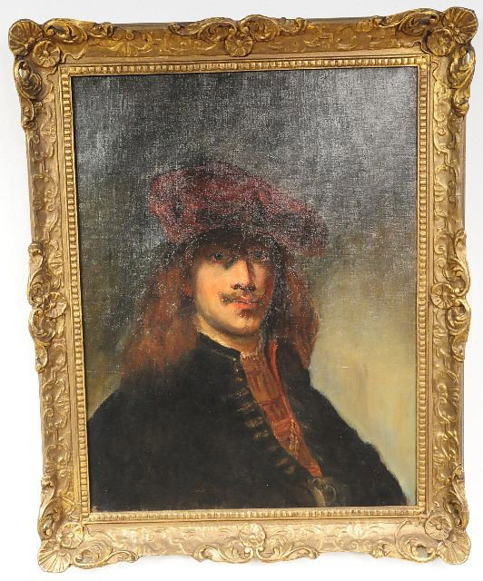 After Rembrandt (Dutch, 1606-1669), Self Portrait,: After Rembrandt (Dutch, 1606-1669), Self Portrait, Oil on Canvas, Height: 26" Width: 20"