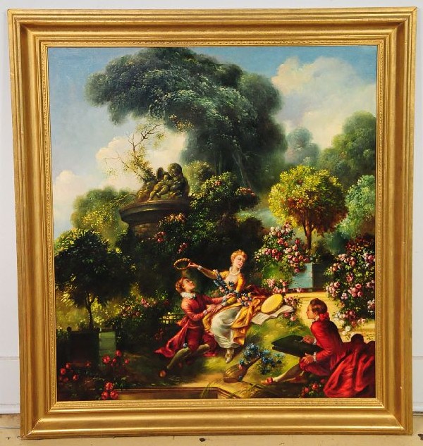 After Francois Boucher (20th Century), Garden Scen: After Francois Boucher (20th Century), Garden Scene, Oil on Canvas, Height: 39.75" Width: 36"