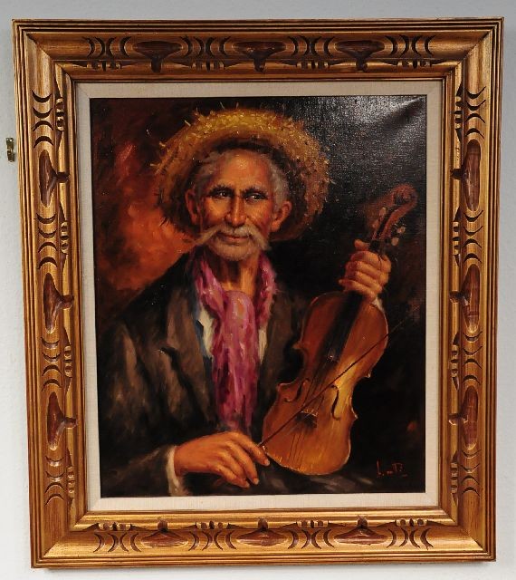H. Betti (20th Century), Fiddle Player, Oil on Can: H. Betti (20th Century), Fiddle Player, Oil on Canvas, Height: 24" Width: 20"