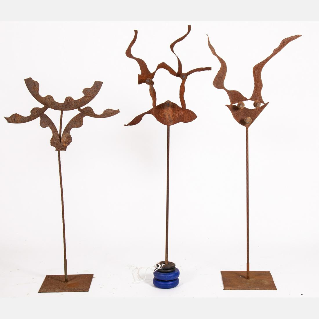 A Group of Three Wrought and Welded Metal Sculptures by (1 of 5)