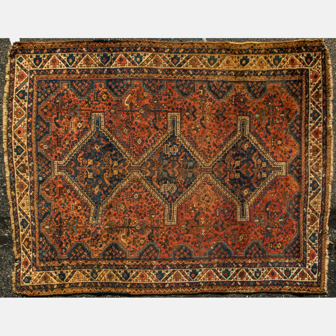 An Antique Persian Qashqai Shiraz Wool Rug, ca. 1920's (1 of 4)