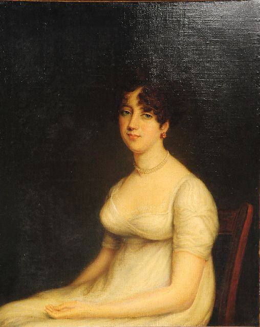 After John Hoppner (British School, 19th Century),: After John Hoppner (British School, 19th Century), Portrait of Harriet Powell, Oil on Canvas, Unsigned. Note Condition: Canvas relined and revarnished with areas of inpainting in background area. Heig