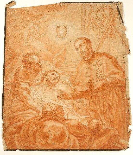 Johann Evangelist Holzer (1709-1740) Allegorical Sc: Johann Evangelist Holzer (1709-1740) Allegorical Scene, Chalk, Pen, and Ink on Paper. Height: 22 Width: 18.5 Depth: