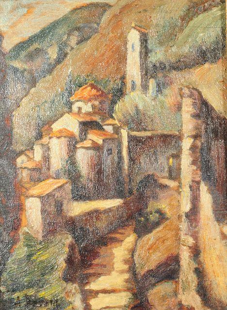 A. Jerome (20th Century) Village Scene, Oil on Canv: A. Jerome (20th Century) Village Scene, Oil on Canvas, Signed Lower Left. Height: 7.5 Width: 5.5 Depth: