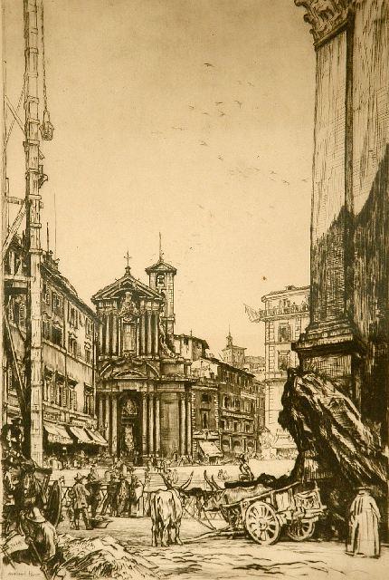 Muirhead Bone (British, 1876-1953) The Trevi Fount: Muirhead Bone (British, 1876-1953) The Trevi Fountain, Rome, Drypoint Etching, Signed in the Plate Lower Left, Signed in Pencil Lower Right Height: 16.5 Width: 10.25 Depth: