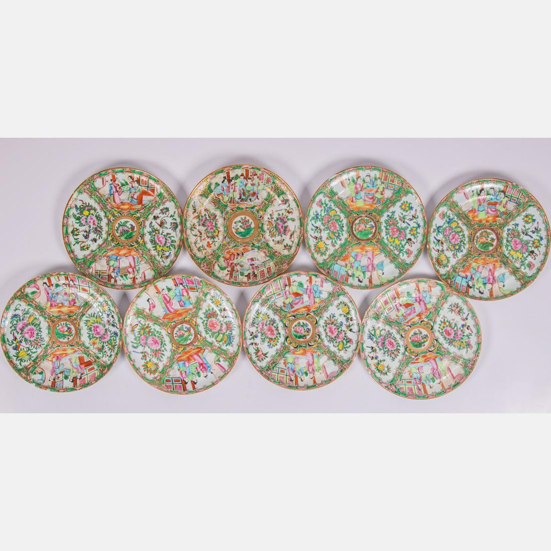 A Group of Eight Chinese Canton Plates, 19th Century. (1 of 5)