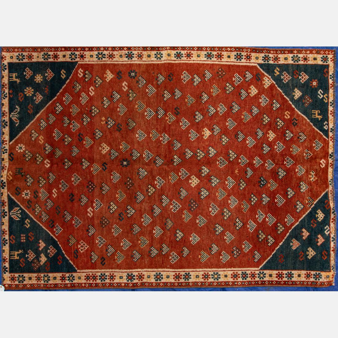 A Persian Afshar Pictorial Wool Rug, 20th Century. (1 of 4)