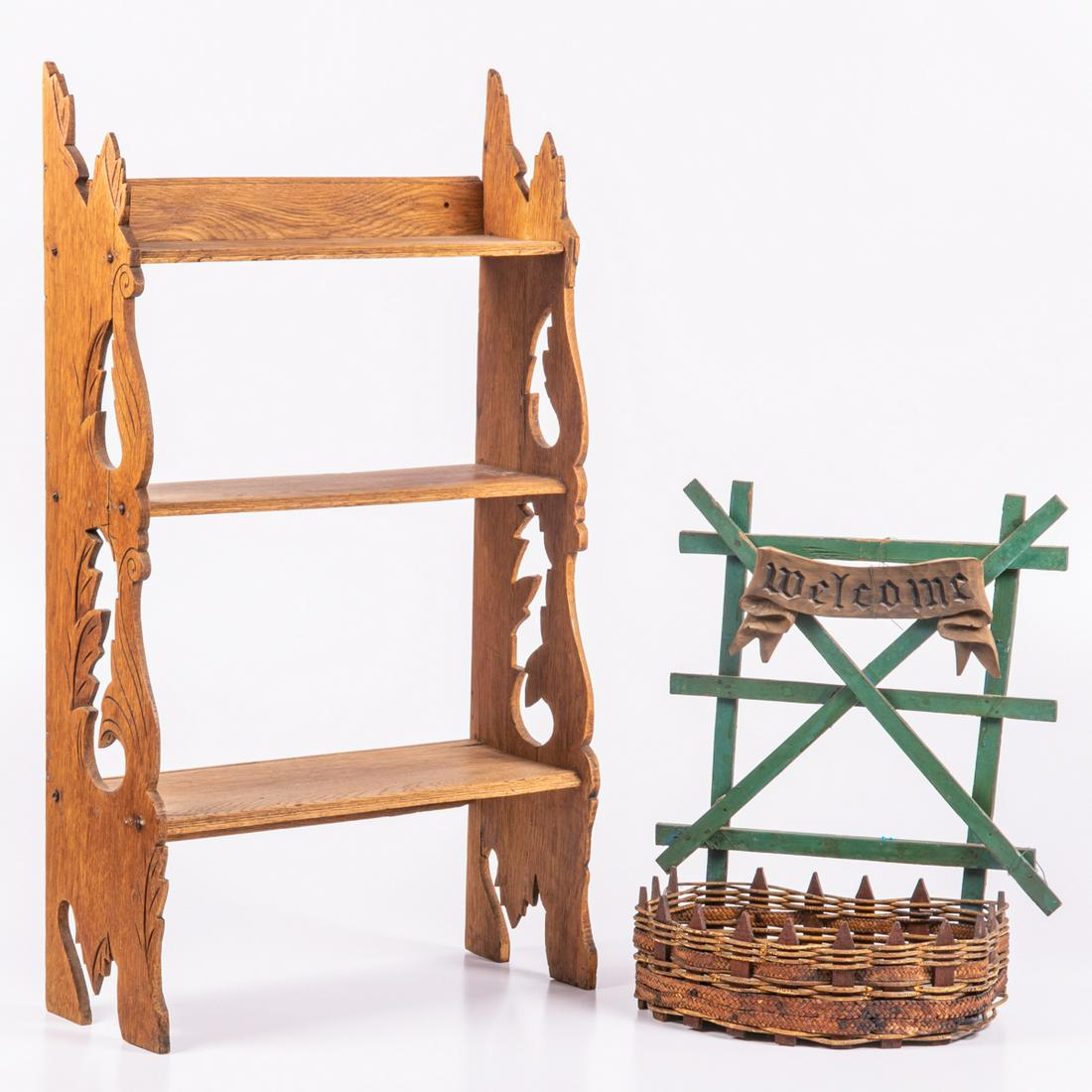 An American Oak Hanging Shelf, (1 of 5)