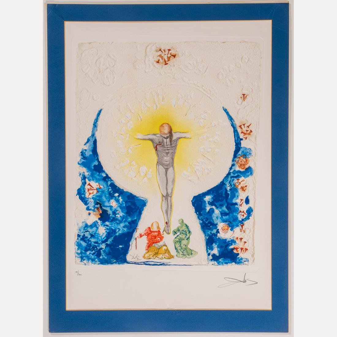 Salvador Dali (Spanish, 1904-1989) Christ Crucified,: Salvador Dali (Spanish, 1904-1989) Christ Crucified, Lithograph & intaglio, Signed lower right. Numbered 35/300. Paper dimensions: H: 29 x W: 21 1/2 in. H: 20 1/2 W: 17 in.