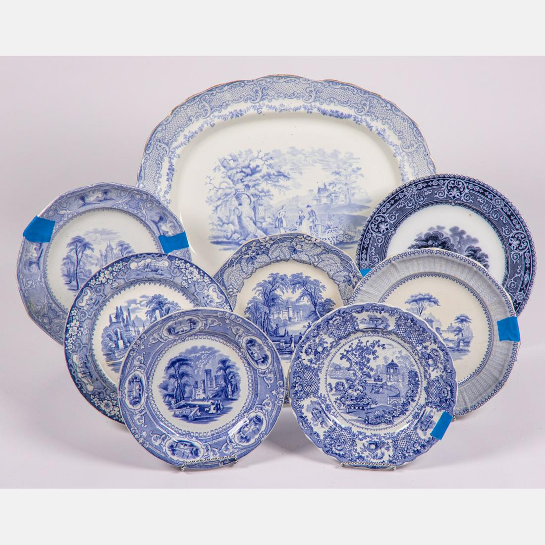 Eight English Blue and White Transferware (1 of 4)