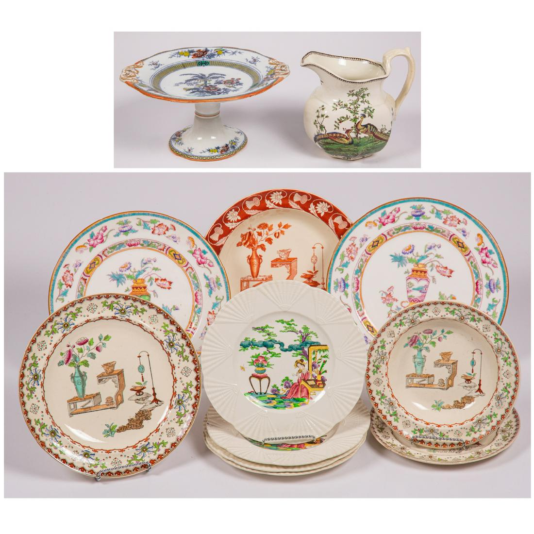 Twelve English Multicolor Transferware (1 of 6)