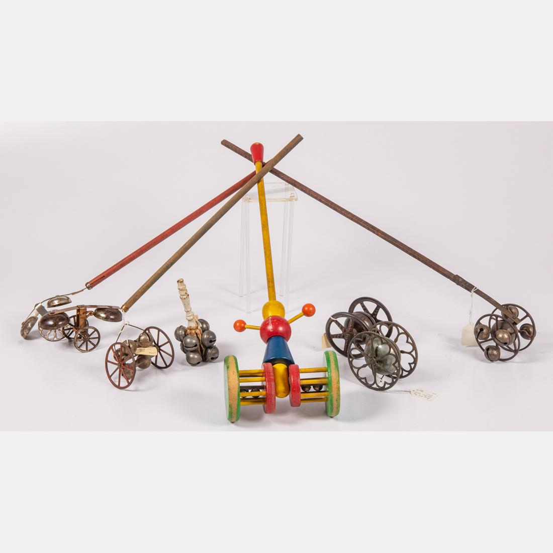 Eight English and American Metal and Wood Bell and Push Bell Toys (1 of 5)