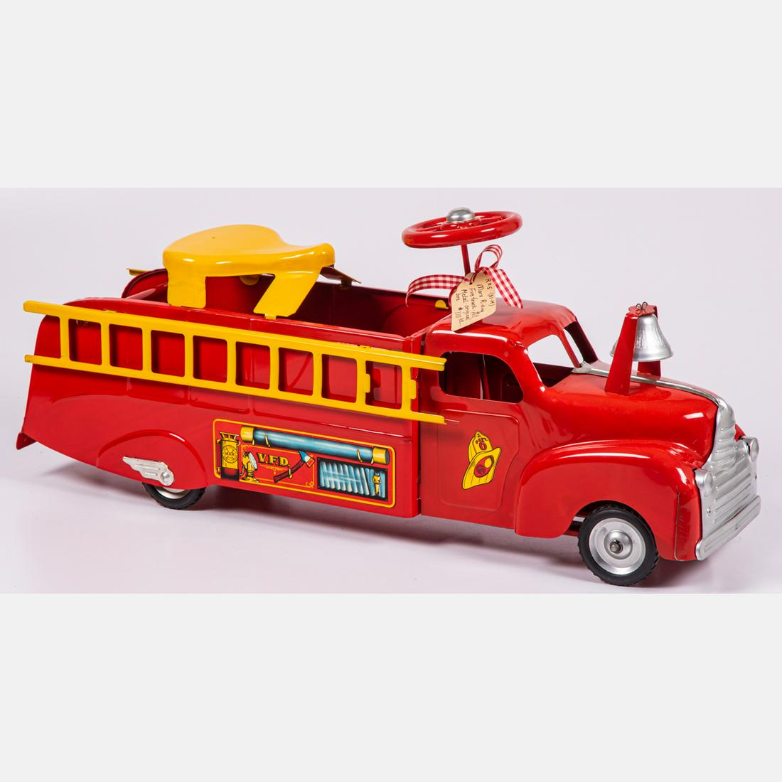 Marx Tin Lithograph and Metal Riding Fire Truck (1 of 4)