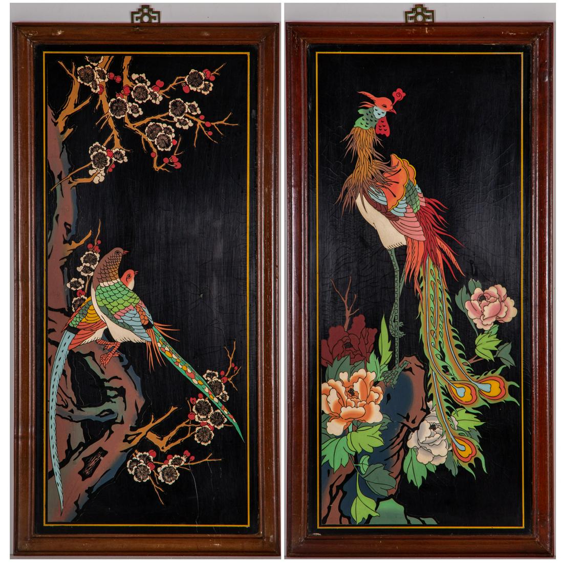 Two Asian Carved and Lacquered Panels (1 of 5)