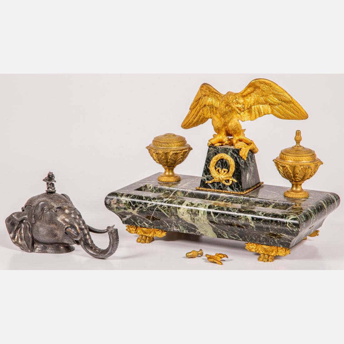 Empire Style Gilt Bronze and Marble Encrie (1 of 5)