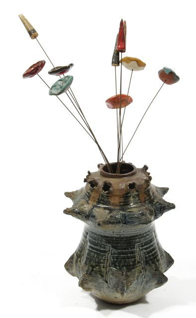 A Contemporary Earthenware Vessel, 20th Century,: A Contemporary Earthenware Vessel, 20th Century, signed illegibly. Height: 21 Width: 9