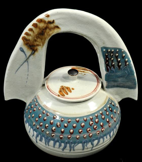 An Earthenware Lidded Vessel,: An Earthenware Lidded Vessel, Artist Unknown. Height: 17.5 Width: 12