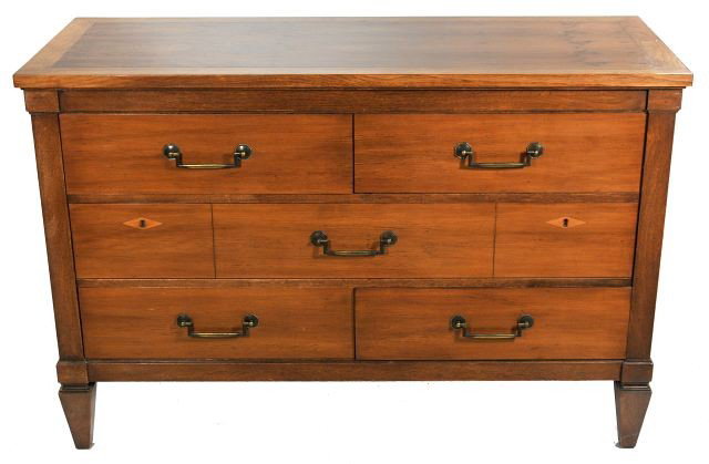 A Regency Style Oak and Birds Eye Maple Chest of Dr