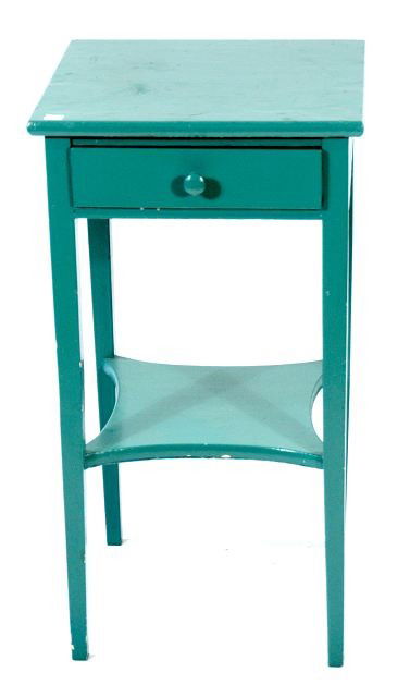 A Vintage Painted Side Table with Drawer,: A Vintage Painted Side Table with Drawer, together with a wrought metal and ladybug form side table. HEIGHT: 32.75