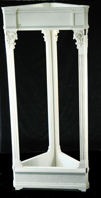 A Three Panel Carved and Painted Floor Screen.: A Three Panel Carved and Painted Floor Screen. HEIGHT: 80