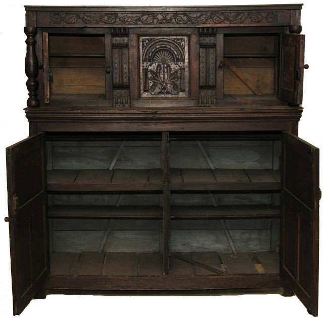 A Charles II Carved Oak Court Cupboard, 17th Century - 10
