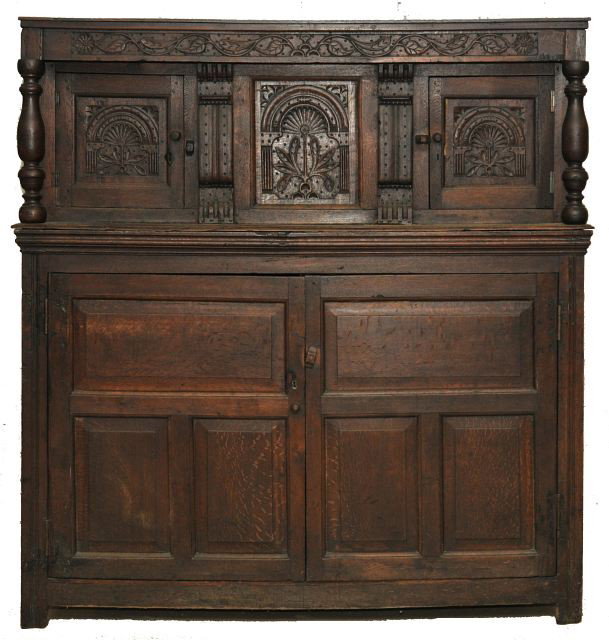 A Charles II Carved Oak Court Cupboard, 17th Century