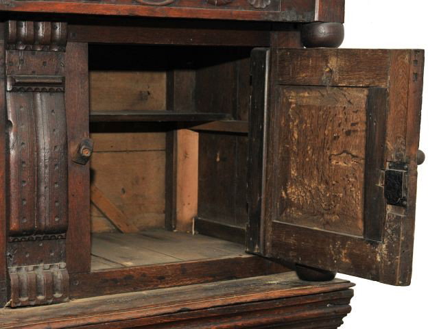 A Charles II Carved Oak Court Cupboard, 17th Century - 6