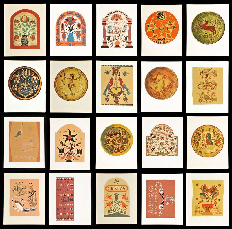 A Portfolio of 20 Silkscreen Prints, Pennsylvania : A Portfolio of 20 Silkscreen Prints, Pennsylvania German Design, Published 1943 by the Metropolitan Museum of Art, Researched by the Pennsylvania WPA art project.