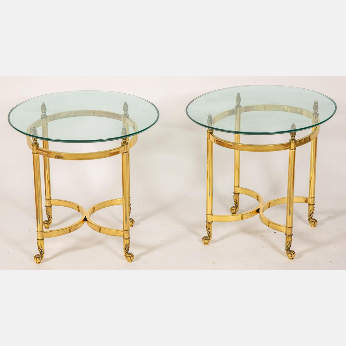 Pair of Regency Style Brass and Glass Side Tables (1 of 5)
