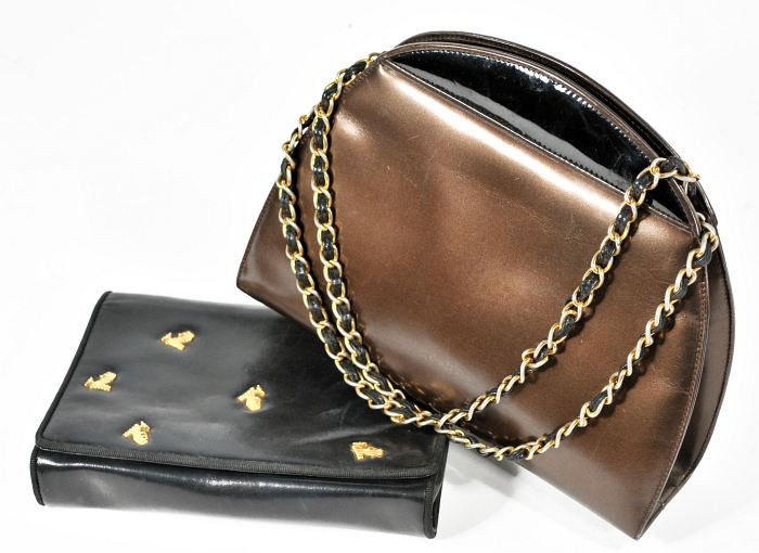 Two Vintage Salvatore Ferragamo Leather Purses,: Two Vintage Salvatore Ferragamo Leather Purses, Tallest h. 7.5 x w. 10 x d. 3 ins.