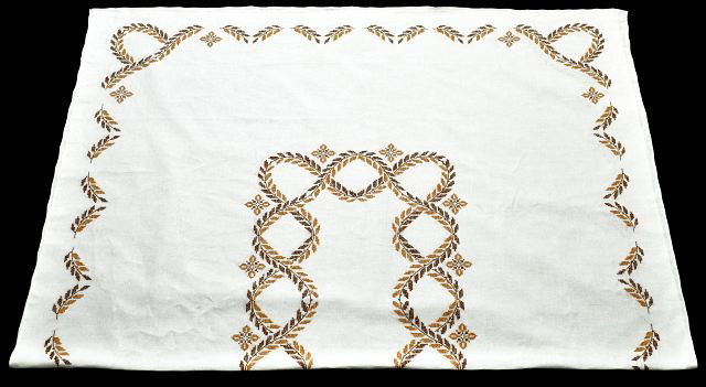 An Embroidered Cotton Table Cloth.: An Embroidered Cotton Table Cloth.