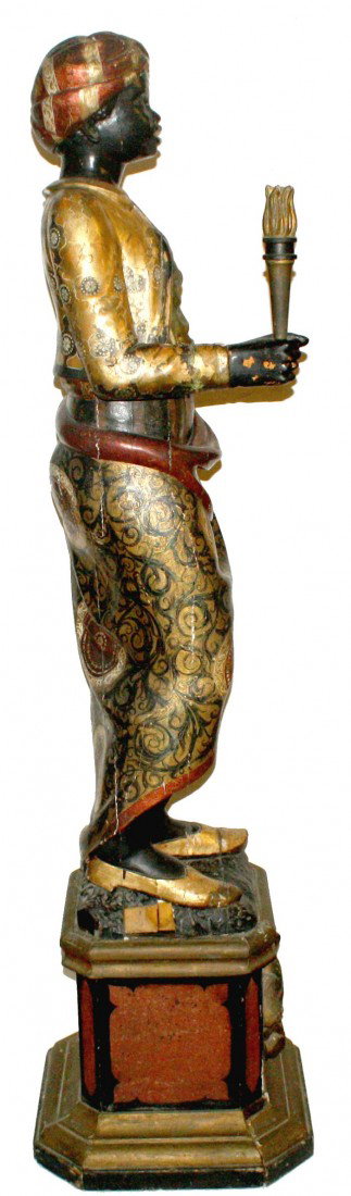 An Italian Ebonized and Parcel Gilt Blackamoor Torch - 5