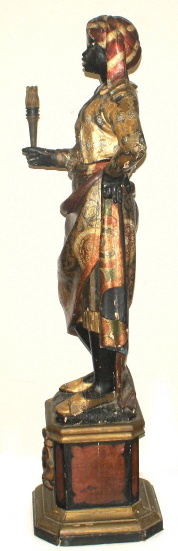 An Italian Ebonized and Parcel Gilt Blackamoor Torch - 7
