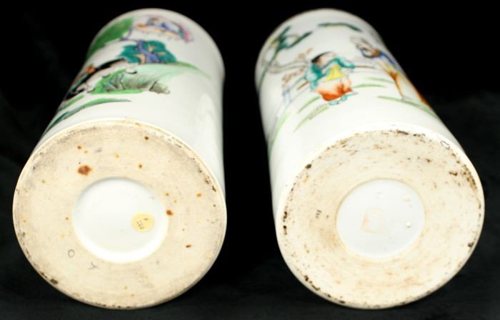 A Pair of Chinese Porcelain Cylinder Vases, 19th Ce - 6