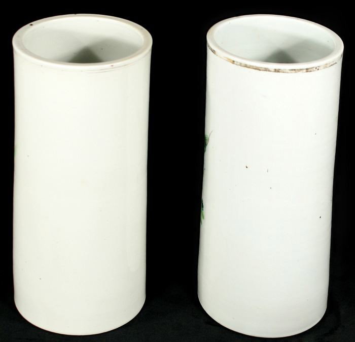 A Pair of Chinese Porcelain Cylinder Vases, 19th Ce - 7