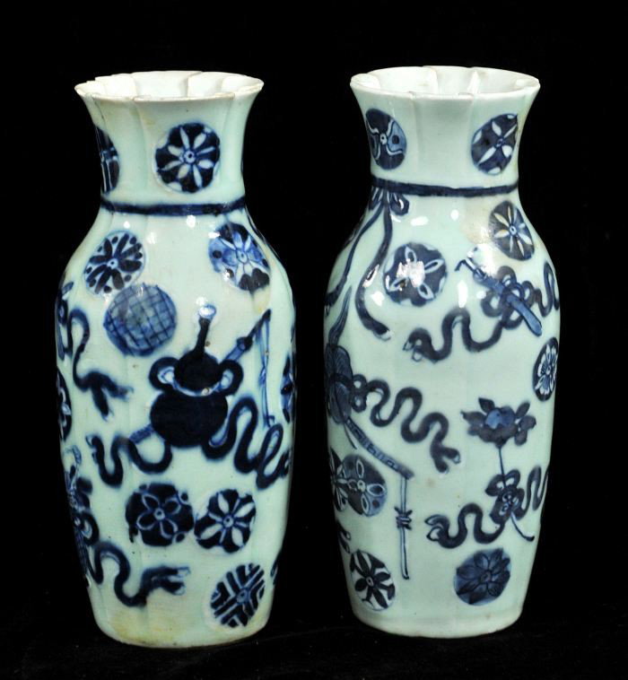 A Pair of Chinese Blue and White Celadon Porcelain 