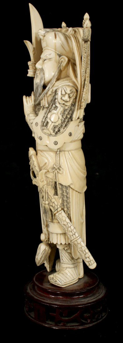 A Chinese Carved Ivory Figure of a Warrior, 20th Ce - 4