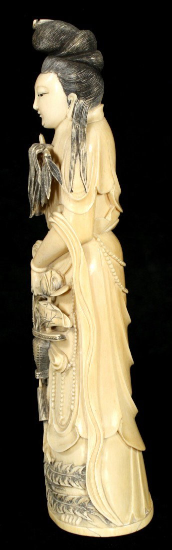 A Chinese Carved Ivory Standing Figure of Guanyin, - 4