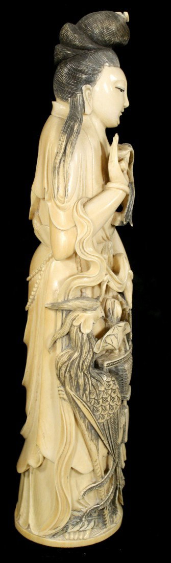 A Chinese Carved Ivory Standing Figure of Guanyin, - 6