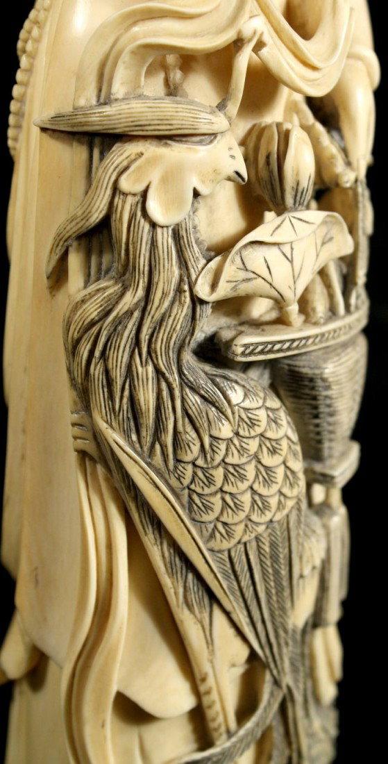 A Chinese Carved Ivory Standing Figure of Guanyin, - 7