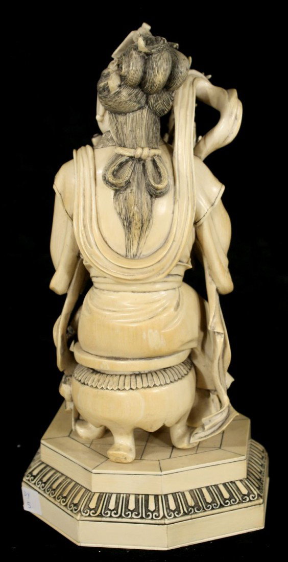 A Chinese Carved Ivory Figure of a Seated Guanyin, - 3