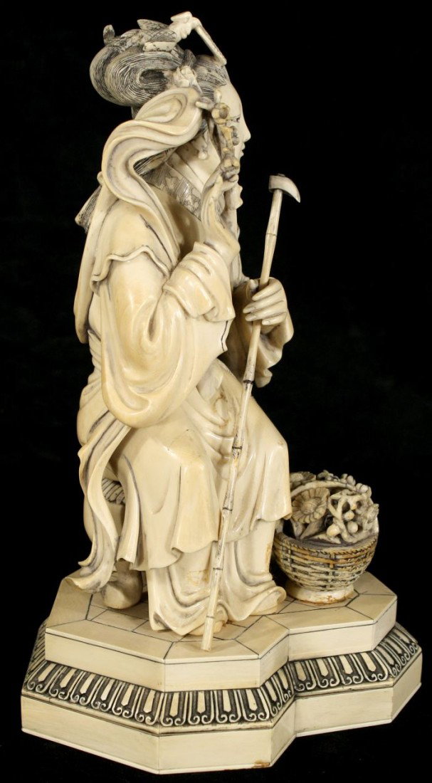 A Chinese Carved Ivory Figure of a Seated Guanyin, - 5