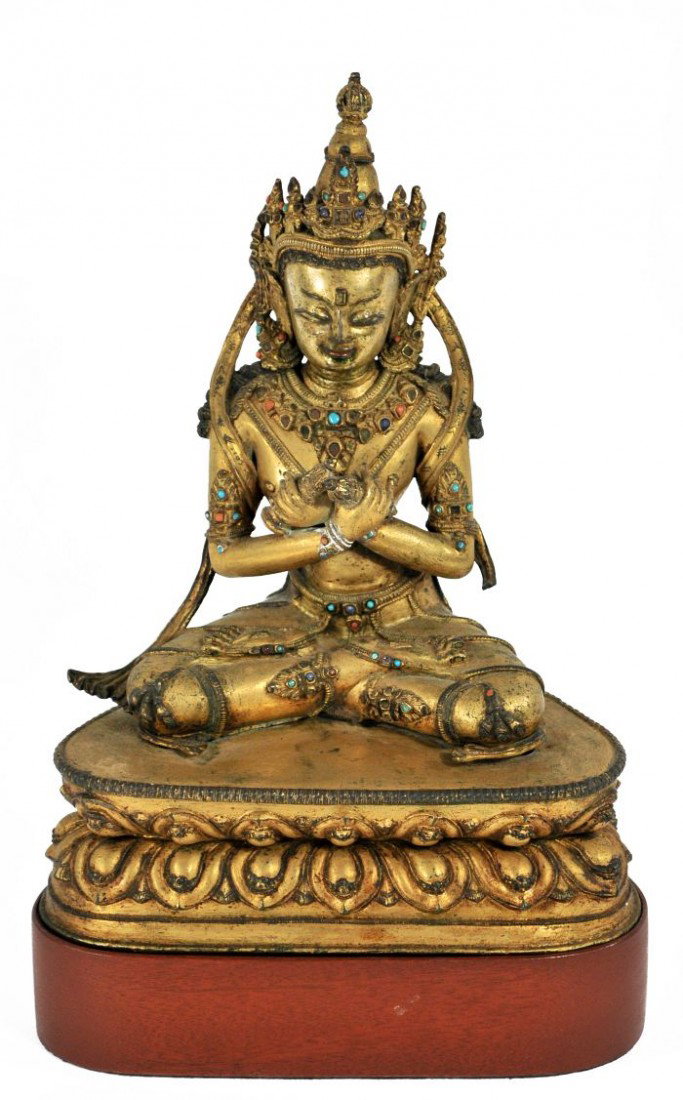 A Gilt Bronze Figure of Vajradhara, Tibet, 17th Cen