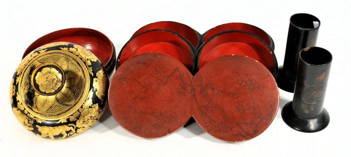 A Group of Chinese Lacquered Decorative Items, 19th - 2